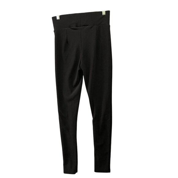 Zara High Waisted Legging Pants Womens M Black Ribbed Stretch - Picture 2 of 8